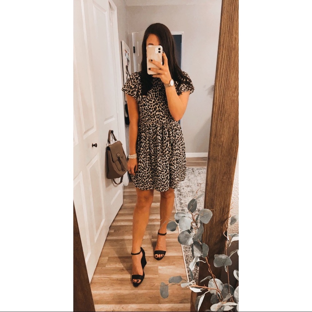 LOFT cheetah petite dress mini petites XSP